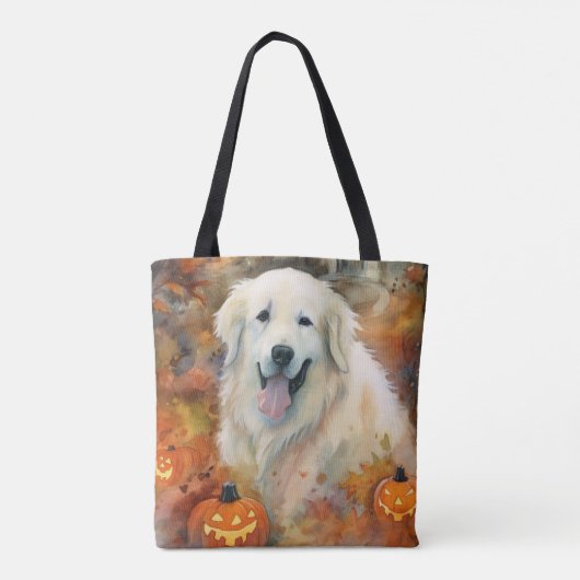 ハロウィン素晴らしピレネーとカボチャ怖い トートバッグ (裏面)