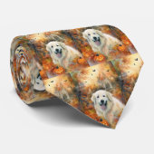 ハロウィン素晴らしピレネーとカボチャ怖い ネクタイ (ロール)