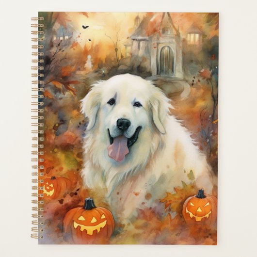 ハロウィン素晴らしピレネーとカボチャ怖い プランナー手帳 (正面)