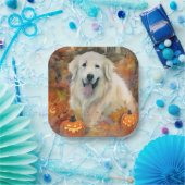 ハロウィン素晴らしピレネーとカボチャ怖い ペーパープレート (パーティー)