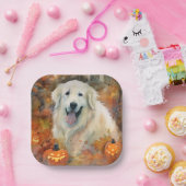 ハロウィン素晴らしピレネーとカボチャ怖い ペーパープレート (パーティー)