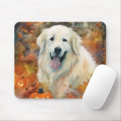 ハロウィン素晴らしピレネーとカボチャ怖い マウスパッド (マウス)