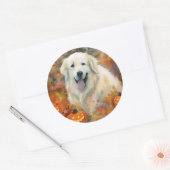 ハロウィン素晴らしピレネーとカボチャ怖い ラウンドシール (封筒)