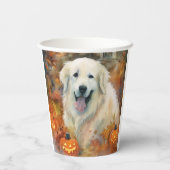 ハロウィン素晴らしピレネーとカボチャ怖い 紙コップ (裏面)