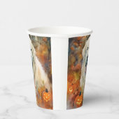 ハロウィン素晴らしピレネーとカボチャ怖い 紙コップ (右)