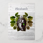 ハロウィン素朴ゴシック様式ウィッチウッドファンタジー 箔招待状 (正面)