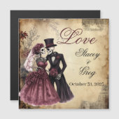 ハロウィン素朴ゴシック結婚骨格 マグネット招待状 (正面/裏面)