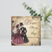 ハロウィン素朴ゴシック結婚骨格 招待状 (スタンド正面)