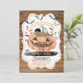 ハロウィン素朴男の赤ちゃんシャワーカボチャ 招待状 (スタンド正面)