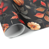 ハロウィン素朴紅葉カボチャ ラッピングペーパー (ロールコーナー)