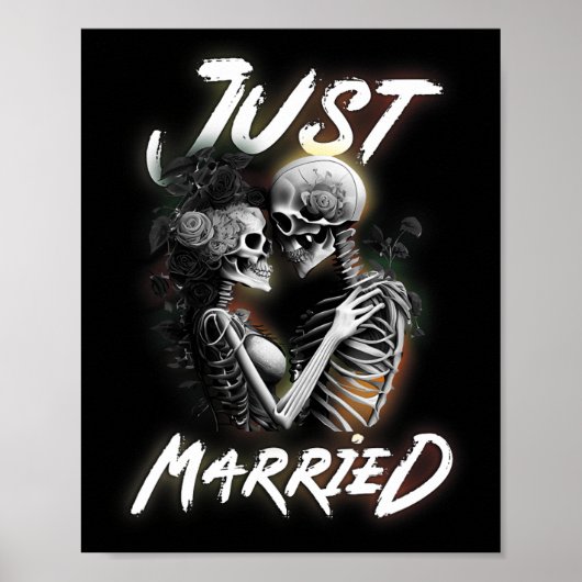 ハロウィン結婚したスケルトン新郎新婦結婚ズ ポスター (正面)