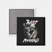 ハロウィン結婚したスケルトン新郎新婦結婚ズ マグネット (正面/裏面)