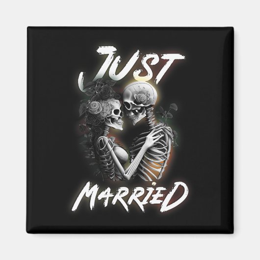 ハロウィン結婚したスケルトン新郎新婦結婚ズ マグネット (正面)