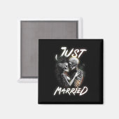 ハロウィン結婚したスケルトン新郎新婦結婚ズ マグネット (正面/裏面)