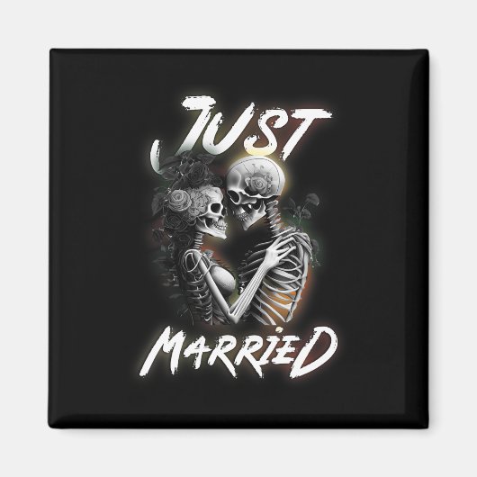 ハロウィン結婚したスケルトン新郎新婦結婚ズ マグネット (正面)