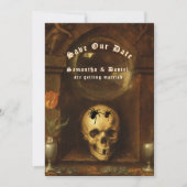 ハロウィン結婚のゴシックスカルスパイダーズ 招待状 (正面)