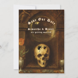 ハロウィン結婚のゴシックスカルスパイダーズ 招待状