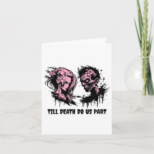 ハロウィン結婚のゴシック新郎新婦ゾンビまで カード (正面)