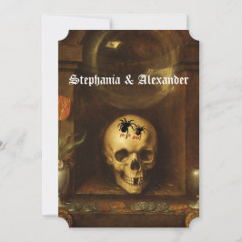 ハロウィン結婚のゴシック、スカル、スパイダーズ招待状 招待状