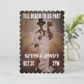 ハロウィン結婚のスケルトンのカップル招待状 招待状 (スタンド正面)