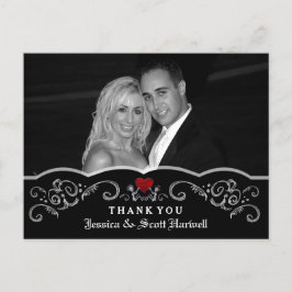 ハロウィン結婚のスケルトンハート写真ありがとう ポストカード