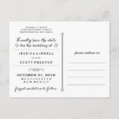 ハロウィン結婚のスケルトンハート写真救日付 案内ポストカード (裏面)