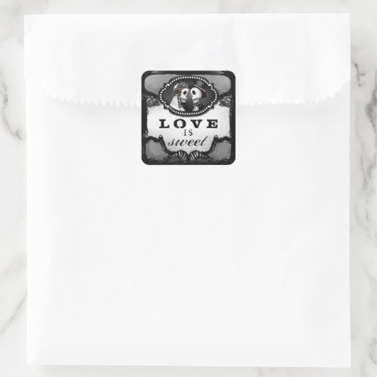 ハロウィン結婚のスケルトン愛は甘い広場 スクエアシール (バッグ)