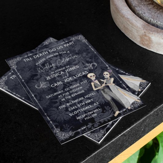 ハロウィン結婚のスケルトン招待状予算 チラシ