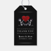 ハロウィン結婚のスケルトン&ハートありがとう ギフトタグ (正面)