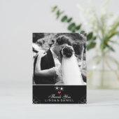 ハロウィン結婚のスパイダーゴシックありがとう写真 ポストカード (スタンド正面)