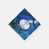 ハロウィン結婚のパーソナライズされた名不気味前 スタンダードカクテルナプキン (角)