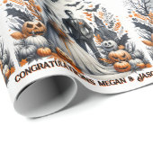 ハロウィン結婚のパーソナライズされた名前Bride & Groom ラッピングペーパー (ロールコーナー)