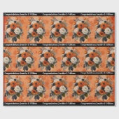 ハロウィン結婚のパーソナライズ名カボチャMums ラッピングペーパー (フラット)