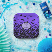 ハロウィン結婚のパーソナライズ名フライ遠くにこうもり ペーパープレート (パーティー)