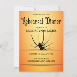 ハロウィン結婚のリハーサル招待状オレンジスパイダー 招待状