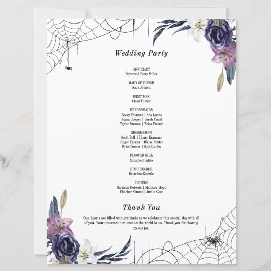 ハロウィン結婚の家族がウェルカムサインを紹介 (裏面)