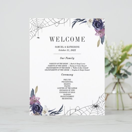 ハロウィン結婚の家族がウェルカムサインを紹介 (スタンド正面)