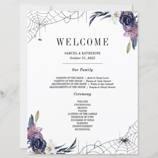 ハロウィン結婚の家族がウェルカムサインを紹介 (正面)