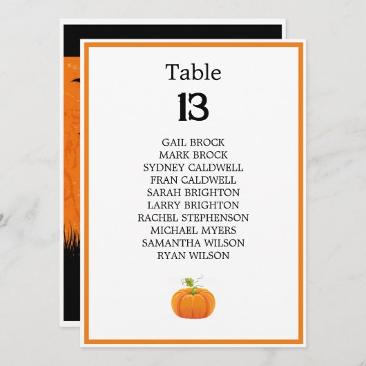 ハロウィン結婚の怖いツリーテーブル座席表 (正面/裏面)