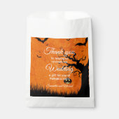 ハロウィン結婚の感謝あなたの名前を怖い木 フェイバーバッグ (正面)