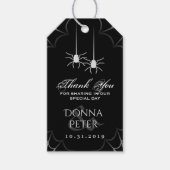 ハロウィン結婚の白黒スパイダーありがとうラベル ギフトタグ (正面)