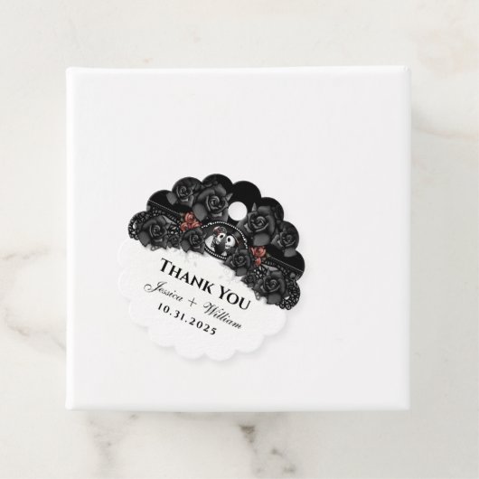 ハロウィン結婚の白黒骨格をスキャロップ フェイバータグ (インサイチュ)