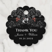 ハロウィン結婚の白黒骨格をスキャロップ フェイバータグ (裏面)