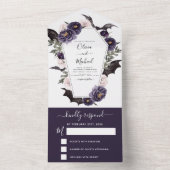 ハロウィン結婚の秋秋ダークパープル オールインワン招待状 (内側)