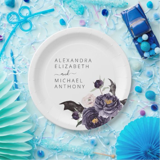 ハロウィン結婚の秋秋ダークパープル ペーパープレート (パーティー)