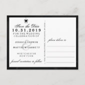 ハロウィン結婚の茶色のアンティーク骨格 案内ポストカード (裏面)