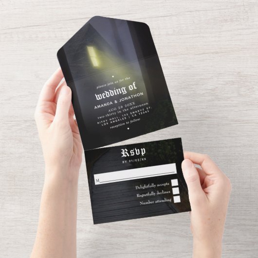 ハロウィン結婚ゴシックの全招待状 オールインワン招待状 (貼ってはがせる)