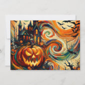 ハロウィン結婚ズパンプキカラフルンこうもりフラット 招待状 (裏面)