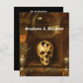 ハロウィン結婚ズ、ゴシック、スカル、カスタム招待状 招待状