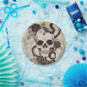 ハロウィン結婚又はその場所設定スカルディスポーザブル ペーパープレート (パーティー)